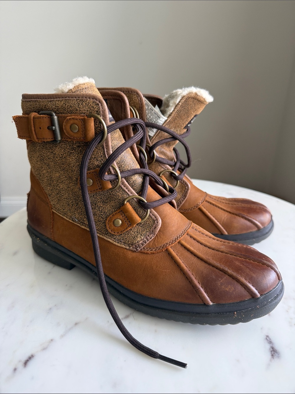 UGG Brown Lace-Up Waterproof Duck Boot Size 7.5